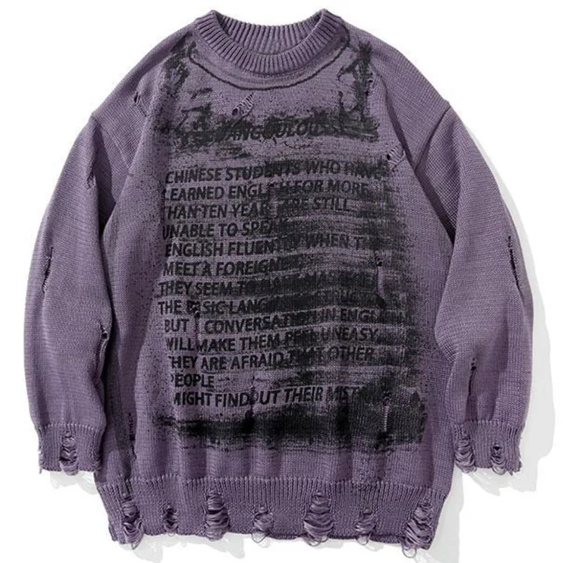 Męskie swetry retro vintage Sweter czarny luźny hip -hop streetwear lister pullover menu ubrania harajuku moda męska swoboda dzianiny 230906