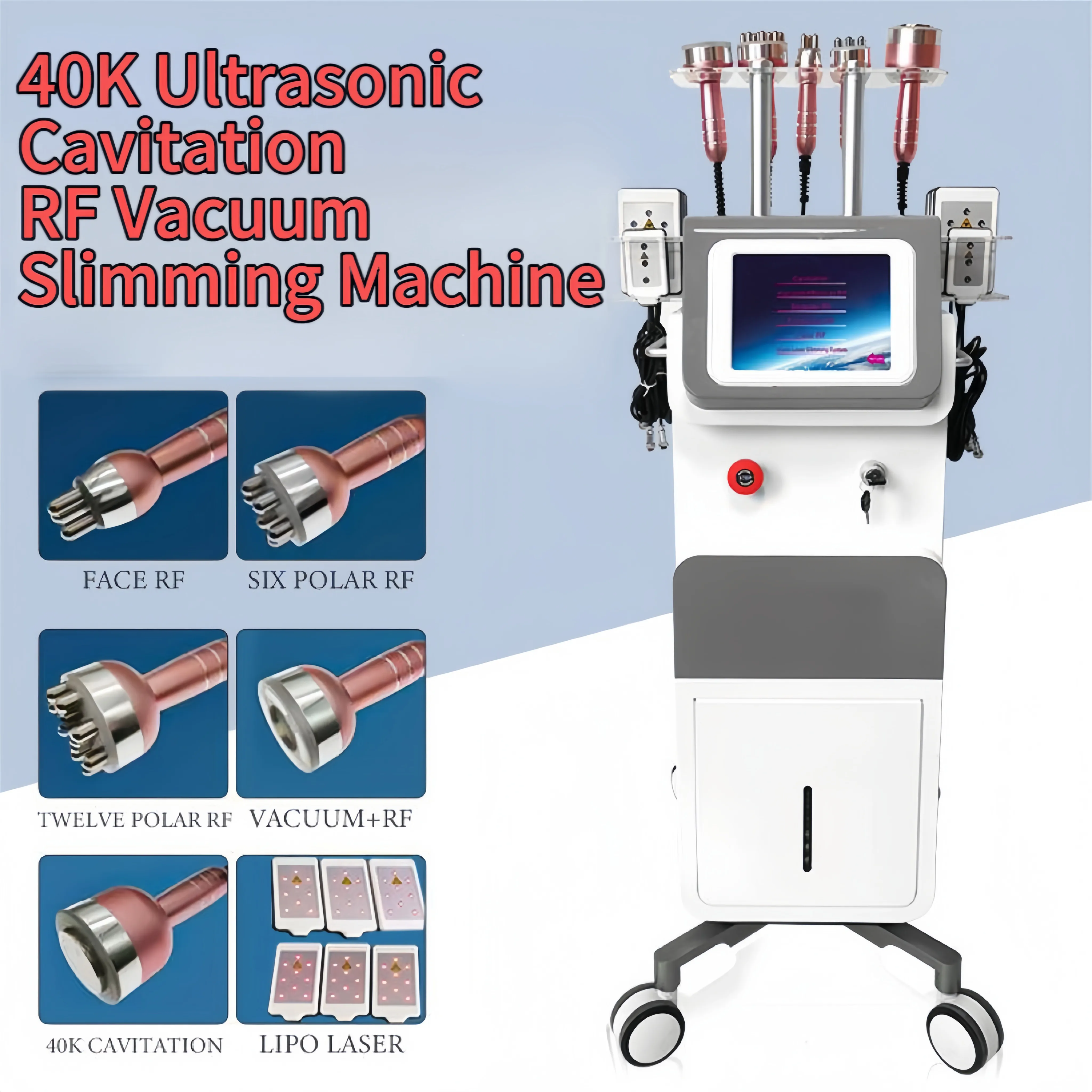 Fabrikspris 6 i 1 40K Ultraljudskavitation Muskelgravering RF Vakuumkavitation Minska fettsystem Lipo Laser Slimming Machine