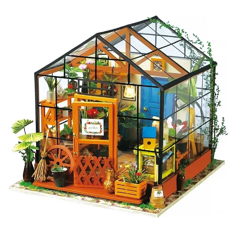 Doll House Accessories Robotime DIY Doll House with Furniture Children Adult Green Miniature Dollhouse Wooden Kits Assemble Toy Xmas Brithday Gifts 230905