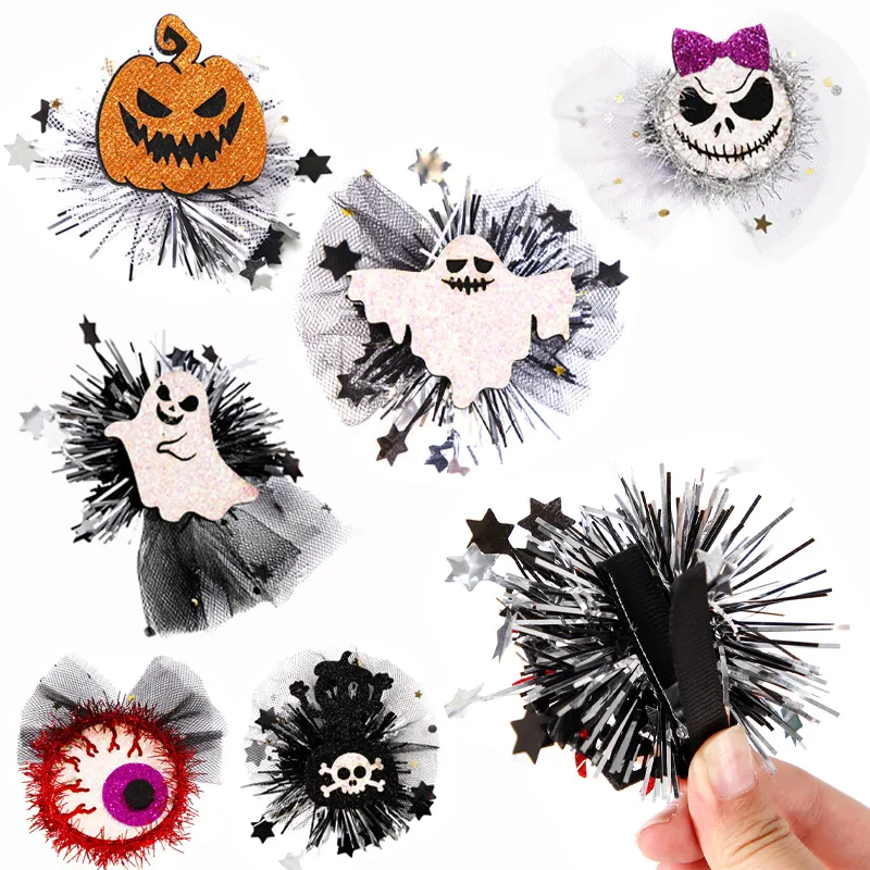 Halloween hairpin headwear decoração de festa infantil aranha abóbora malha borda clipe todos os santos ornamentos do dia suprimentos