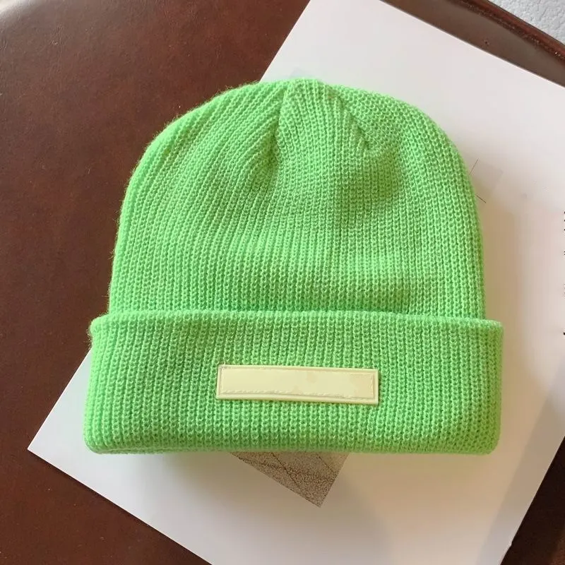 Inverno malha gorro de algodão chapéu feminino verde de alta qualidade malha grossa quente beanies chapéus bonnet bonés