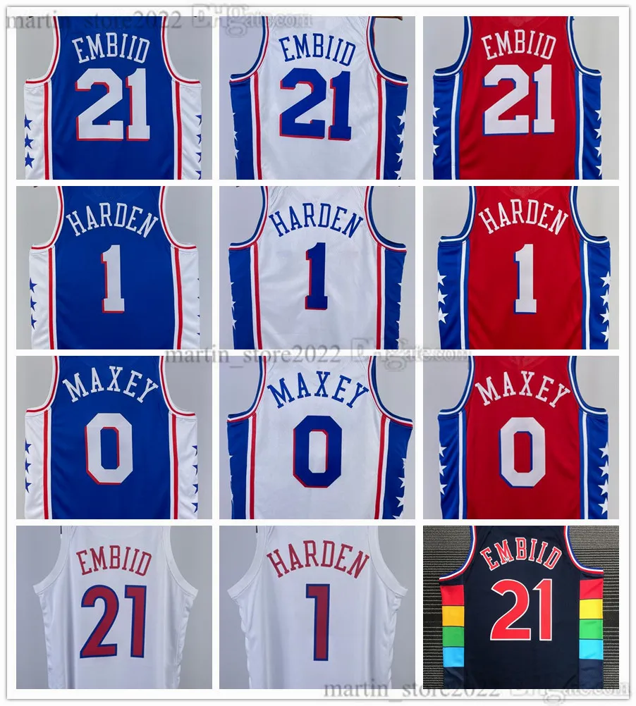 2023-24 City Basket Joel 21 Embiid Maglie James 1 Harden Tyrese 0 Maxey Edition Uomo Donna Gioventù