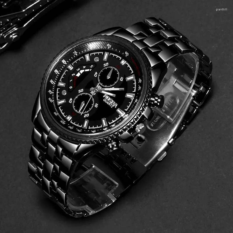 Horloges Zwarte Heren Sporthorloges ROSRA Roestvrij Staal Mode Casual Militair Leger Horloge Relogio Masculino Horloge Mannen