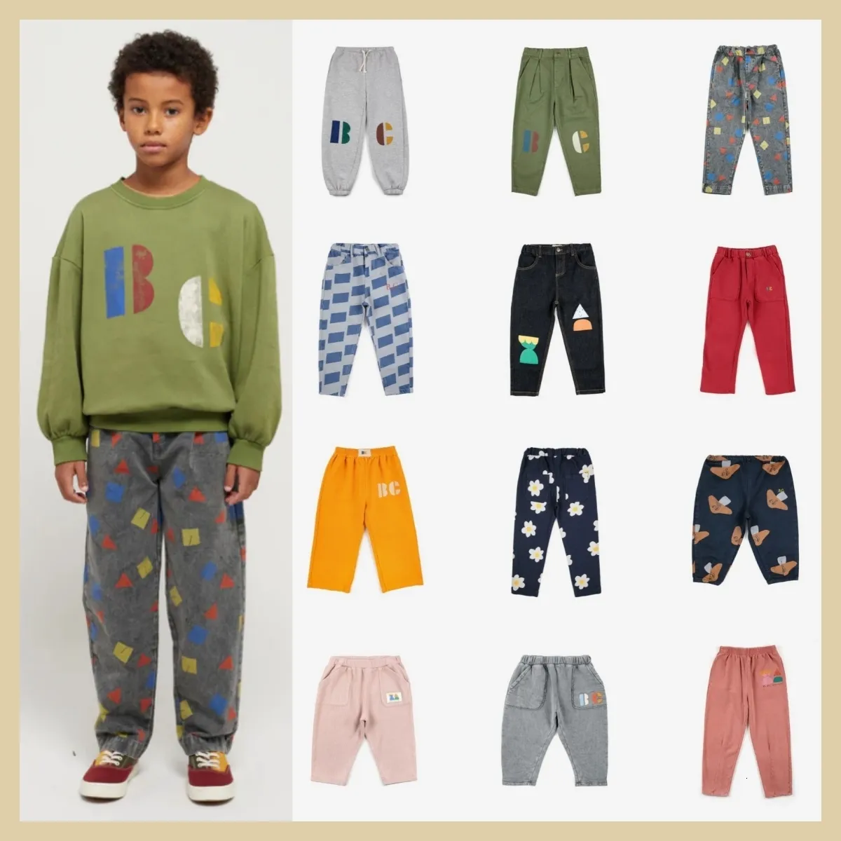 Trousers Kids Multicolor B C Jogging Pants 23 Autumn and Winter BC Printed Fleece Boys Girls Full Casual 230906