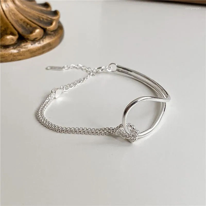 Bracelet à nouer coréen en argent Sterling S925, bijoux à main personnalisés, simplicité géométrique et Design minimaliste