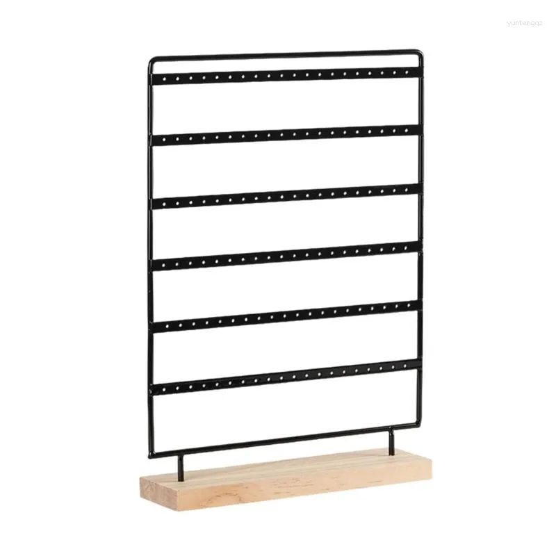 Smyckespåsar örhängen Standörhängare Display med 120 hål 6 Tiers Organisator Rack Wood Drop