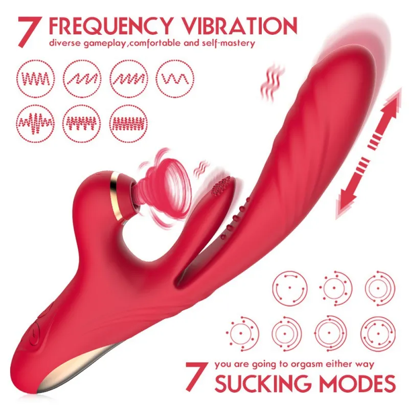 3 IN 1 Telescopic Dildos G Spot Sucking Rabbit Vibrator Tongue Licking Clit Massager Dual Motor Stimulator Sex_voghion.com