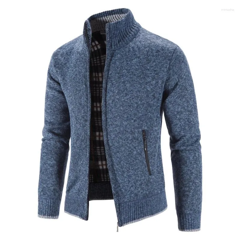 Pulls pour hommes hiver hommes cardigan manteaux bonne qualité pull tricoté col montant décontracté coupe mince épais vestes chaudes