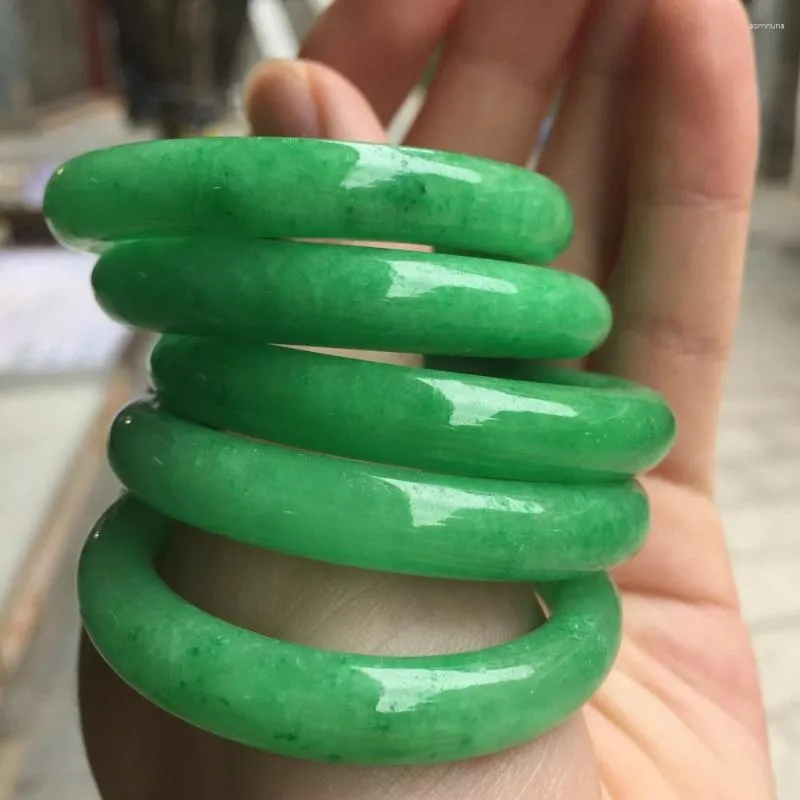 Bangle 40mm Natural Myanmar Bruma Green Jade Jadeite Barkles يد Judt Baby Stone Swelet Jewelry