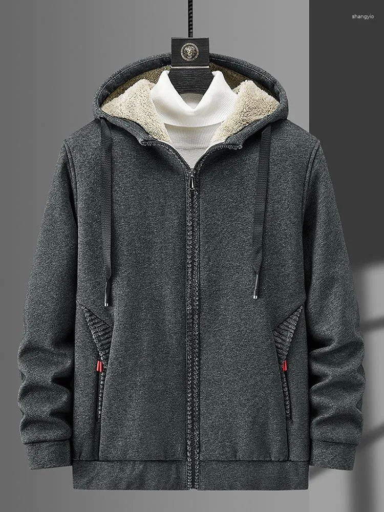 Men's Jackets Winter Zip Pockets Warm Jacket Black Grey Thick Fleece Thermal Coat Man Windbreaker Casual Plus Size 6XL 7XL 8XL