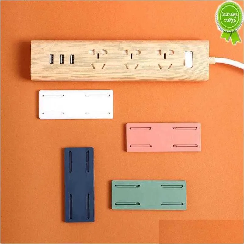 Outra organização de limpeza Row Plug Holder Power Tomada Strip Auto-adesivo Fixador Montado Fixador Titulares para Cozinha Home Dhcry