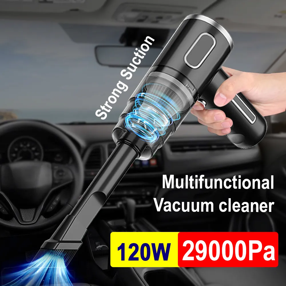 Aspiradoras 29000Pa 120W Aspirador de coche inalámbrico Portátil de mano para el hogar Uso dual USB recargable 2000mAh 230907