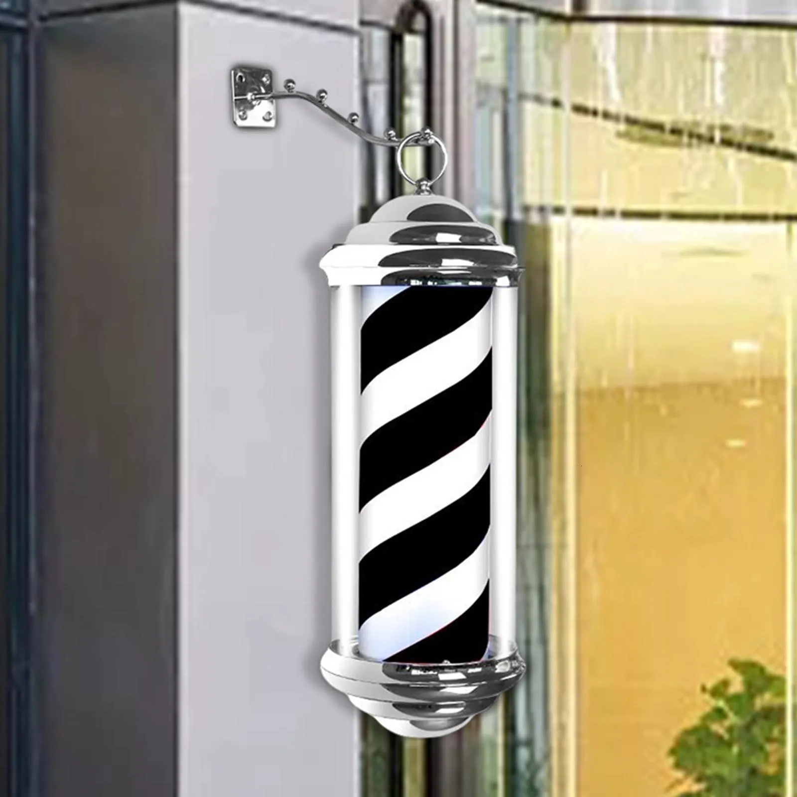 Retro Style Barber Pole Light Rotating Salon Sign Light Barber Pole Stand Lamp for Indoor