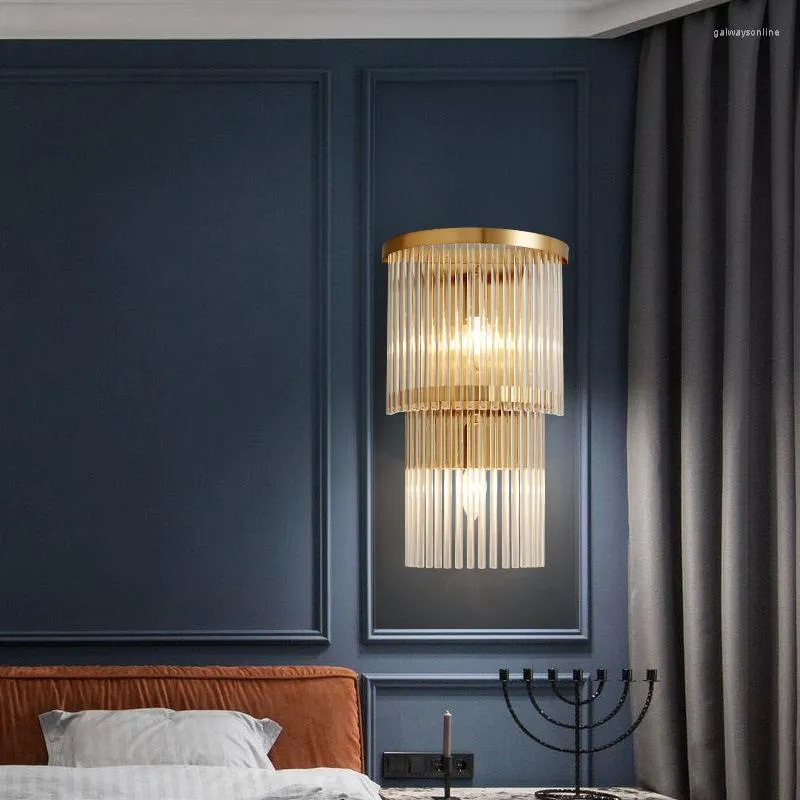 Applique LED moderne lampes en cristal de luxe or noir classique lumière décoration applique pour chambre couloir salon