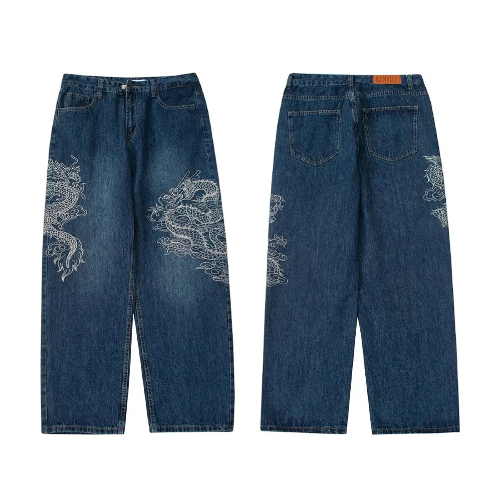 Jean Homme Kacho Fugetsu Brodé Dragon Tigre Taille 30 - Occasion Très Bon état, Style Japonais