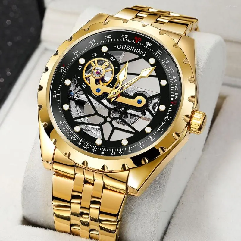 Наручные часы FORSINING, брендовые резные часы, полностью автоматические мужские полые прозрачные модные механические роскошные часы Reloj Hombre