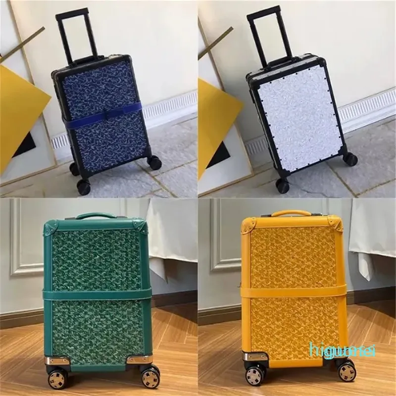 Designer -Trolley Case Suitcase Canvas Leather 360 graders rotativa hjul Kvinnor Män Laget reser 20 tum universella hjulduffelväskor 65