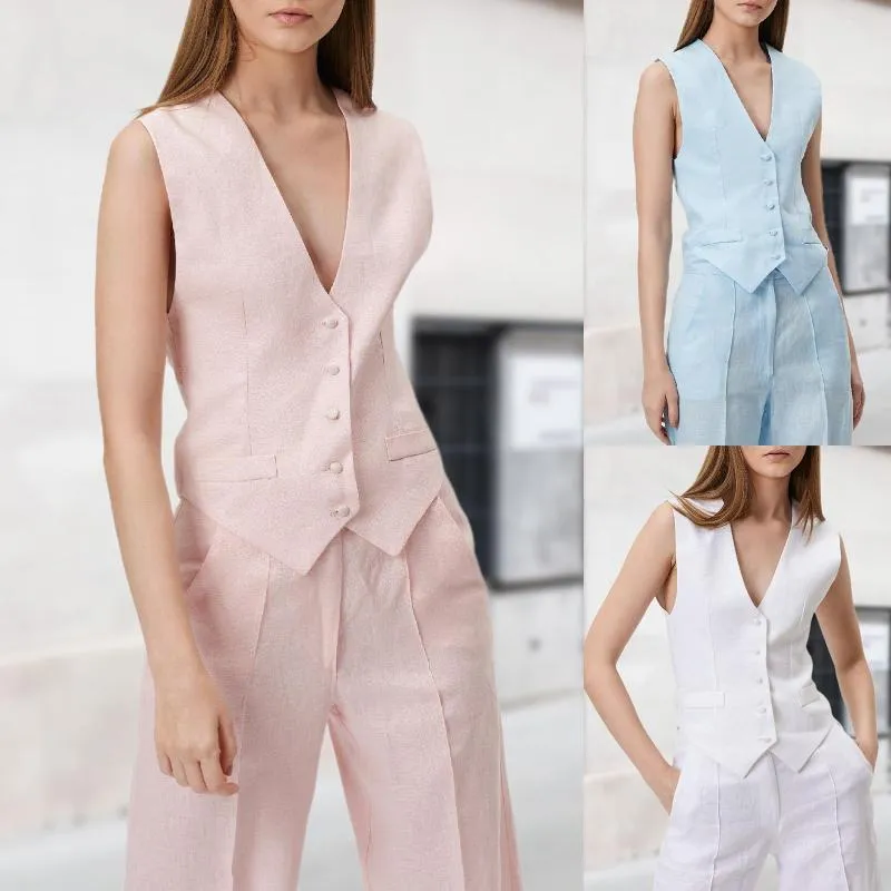 DHgate.com:Womens V-Neck Tank Top Single Breasted Vest Crop Solid Color ...