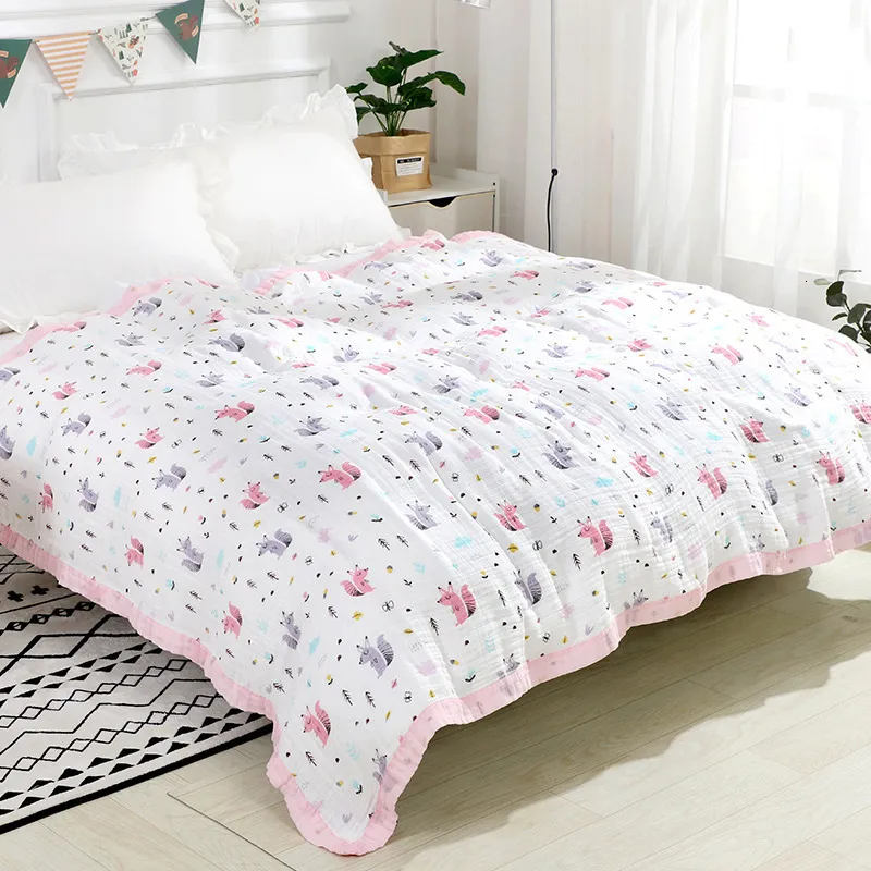 Courtepointes Gaze de coton à quatre couches bébé été couette fraîche respirant couverture de climatisation pour enfants couverture de sieste adulte 230906