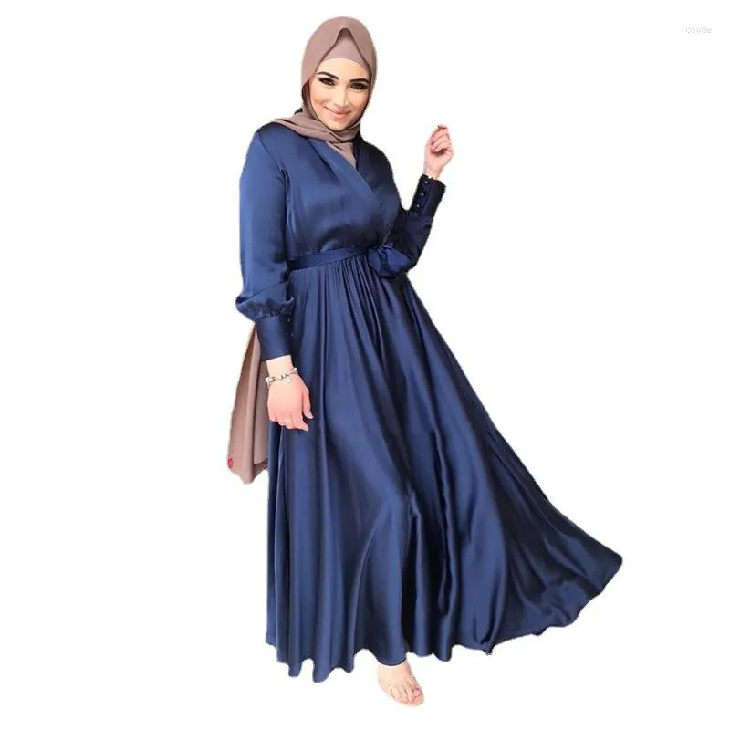 Ubranie etniczne 2023 Autumn Women Abaya muzułmańska sukienka Indie Abayas Ramadan Solid Dubai Turcja Islam Maroko Kaftan szatę longue vestidos