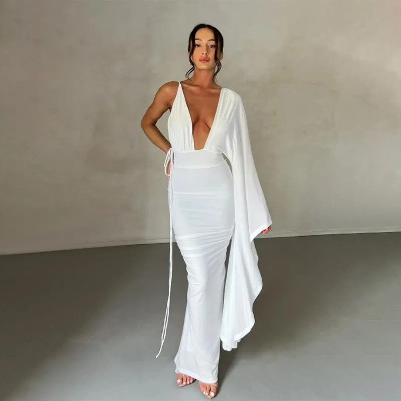 knee length dresses for ladies Mei High Split Halter Neck Maxi Dress in Ivory main image 0
