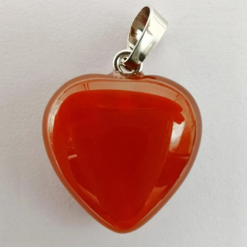 Hänghalsband röda agat stenhjärta lyckliga smycken för kvinna gåva s3025