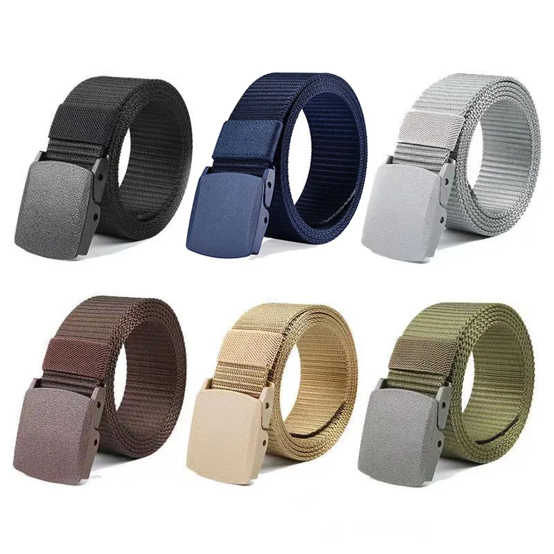Men's & Women's Canvas Belts - Adjustable Buckle, Unisex Webbing Army Style For Jeans