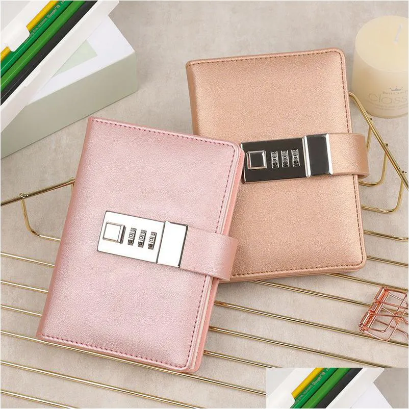 Notepads Wholesale Small Notepad A7 Notebook Journal With Lock Line Diary Agenda Planner Stationery Organizer Office School Sketchbook Dhhlj