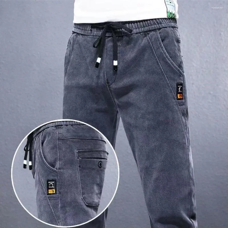 Мужские джинсы Модельер Джинсовые брюки Slim Fit с эластичной резинкой на талии Гарем Бойфренд Ковбой для мужчин