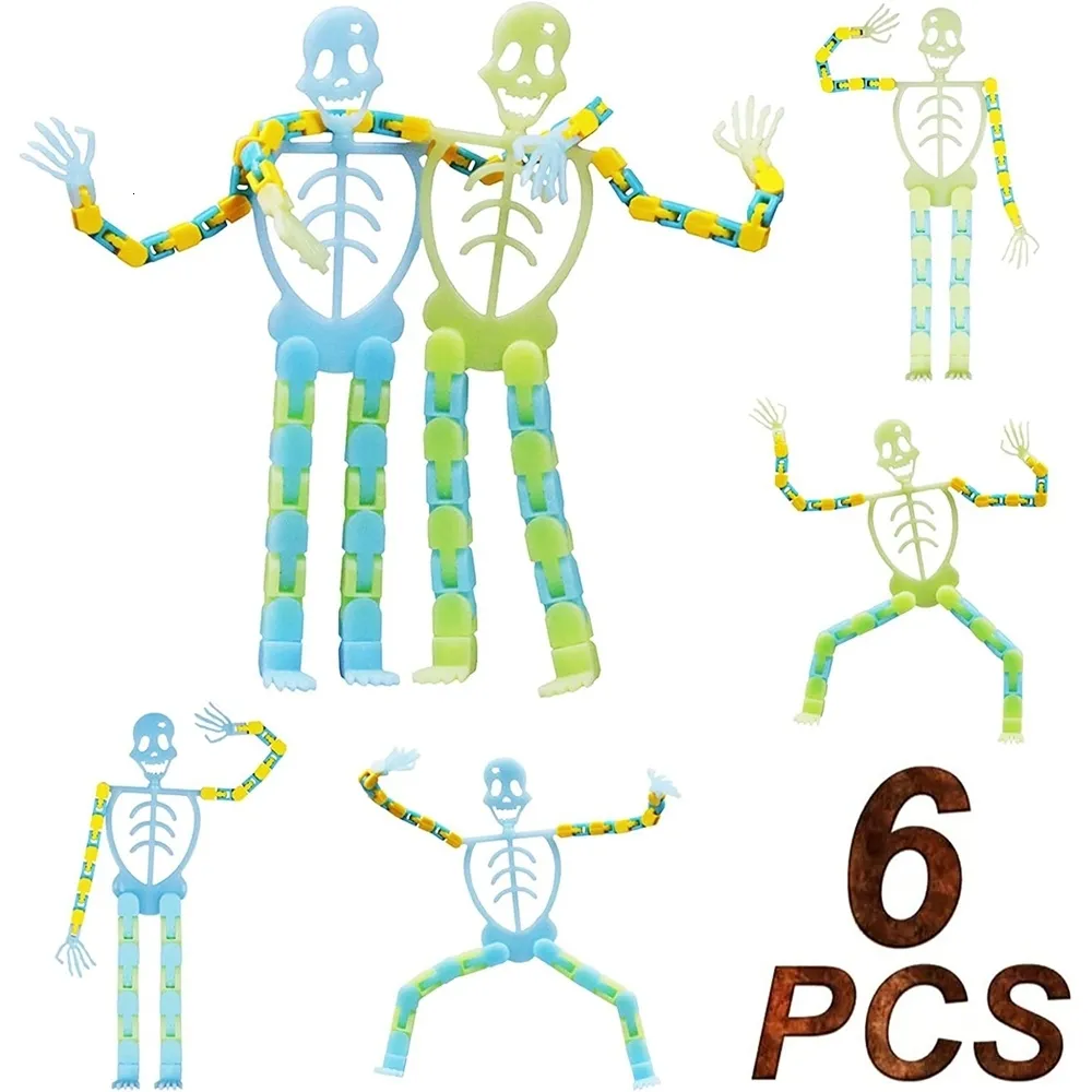 Halloween Toys 6st Fidgets Sensory Toys Transformationable Chain Skeleton Stress Relief Toys Ideal Gifts For Autism Kids Boys Girls Adults Teens 230906