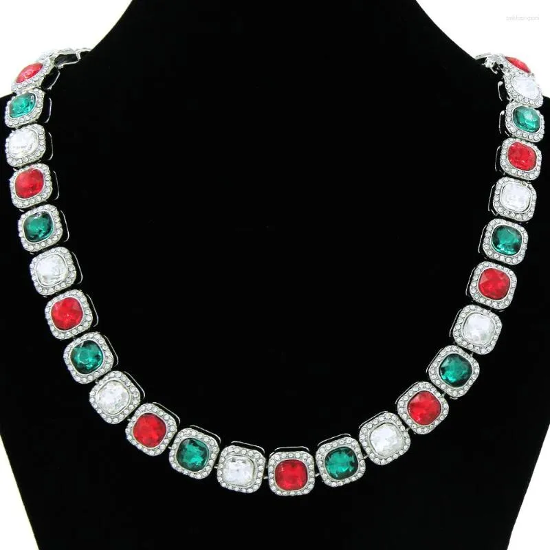Rhinestone Tennis Chain Choker Necklace For Men And Women_voghion.com