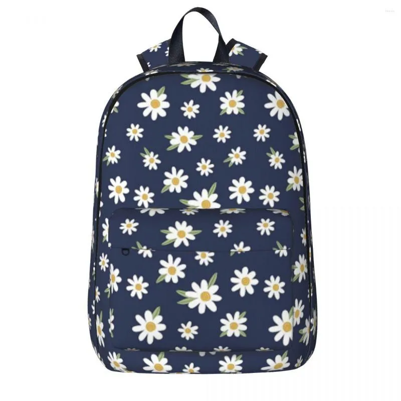 Backpack Daisies On Navy Blue Backpacks Boy Girl Bookbag Children School Bag Kids Rucksack Laptop Shoulder Large Capacity