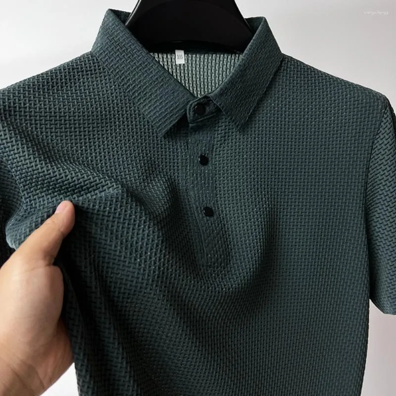 Herenpolo's Merkkleding Zomer Lop-up Hollow Korte mouwen Poloshirt Ijs Zijde Ademend Zakelijk Mode T-shirt Mannelijke tot 4xl