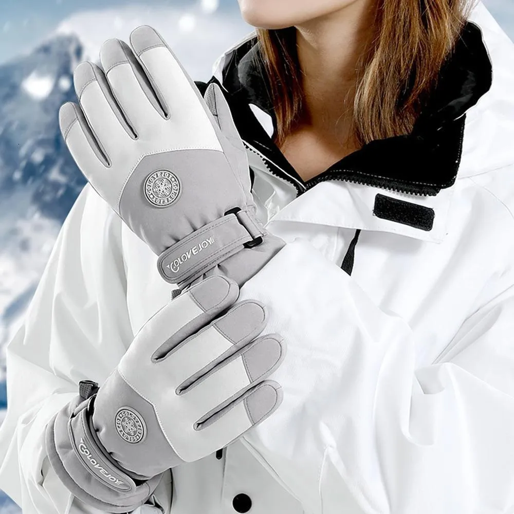 Gants de ski Gants de ski imperméables femmes hiver écran tactile gants de neige doublés polaire gants thermiques chauds pour snowboard ski course Cycl 230907