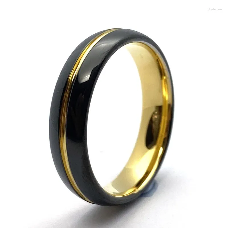 Wedding Rings Wholesale Black Tungsten For Men Gold Grooved Simple Ring Durable Finger Jewelry