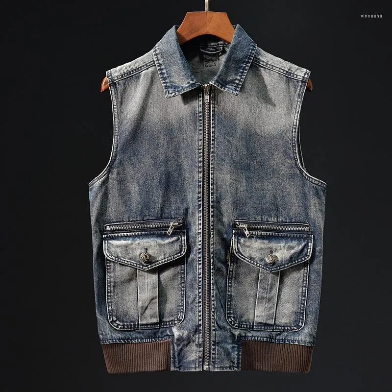 Men's Vests Men Denim Vest Casual Couple Trend Loose Sleeveless Waistcoat Jacket Cowboy Outdoors Streetwear Clothing