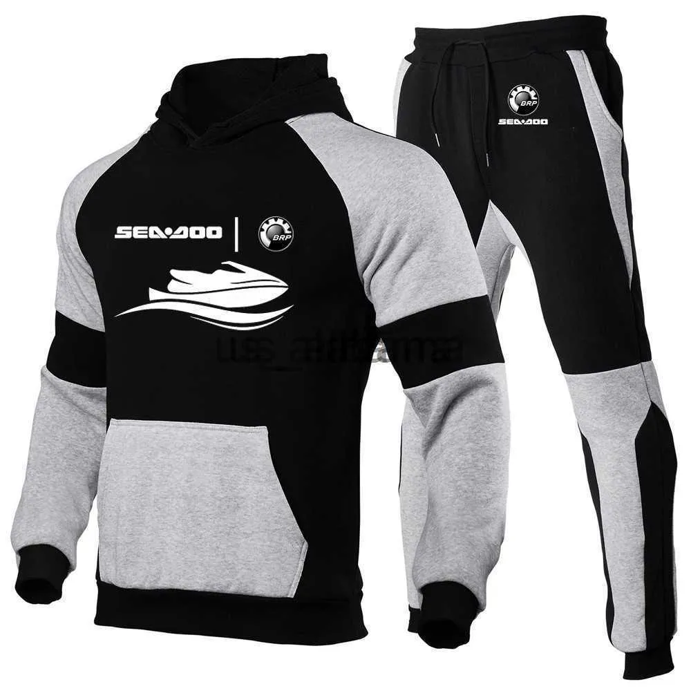 Men's Tracksuits 2023 Spring New Men Sea Doo Seadoo Moto Brand Letter Print Fashion Casual Pullover Tracksuit 2 Piece Hoodies Sweatshirts Suits x0907