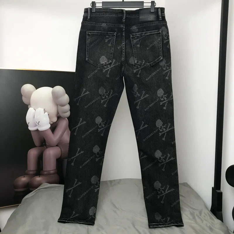 Mastermind Japan Mens Dark Print Denim Pants With Skull Head Mastermind Japan Mens Dark Print Denim Pants With Skull Head