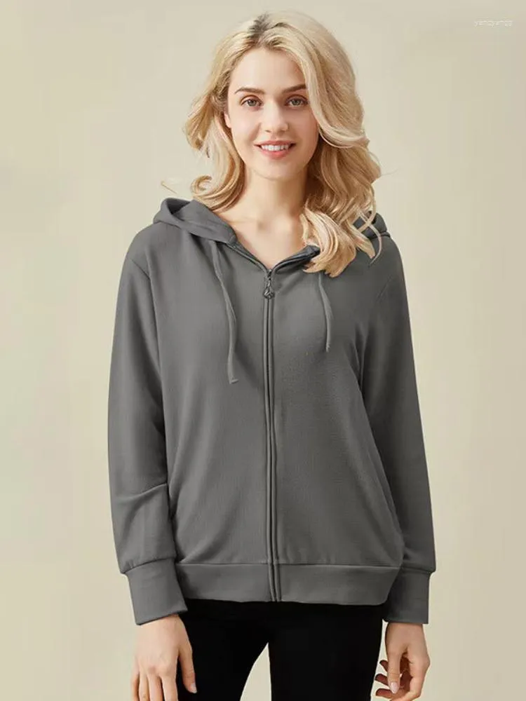 Women's Hoodies 2023 Women Clothes Thermal Slim Fit Cardigan Jacket Solid Constant Temperature Zip Up Hoodie Casual Sweatshirt Tops