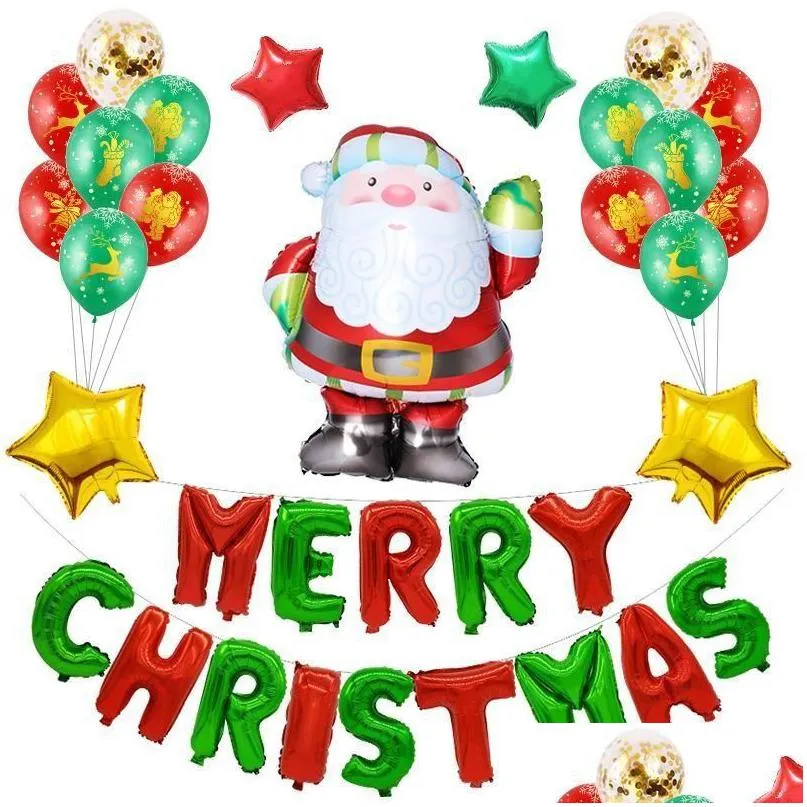 Party Decoration Christmas Aluminium Foil Balloon Set Latex Home Cartoon Santa Claus Helium Rra61 Drop Delivery Garden Festive Supplies DHX8R