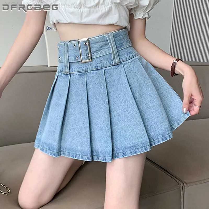 Pleated skirts knee length jean shorts cheap