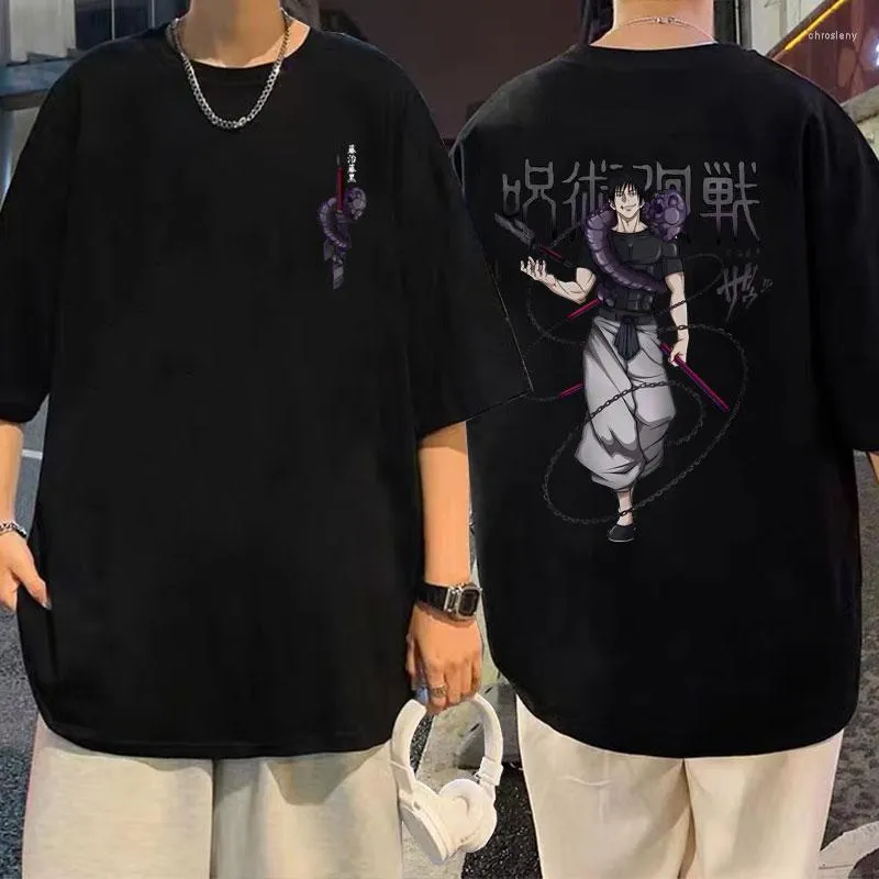 Męskie koszulki anime jujutsu kaisen fushiguro toji graficzny tshirt mgła bawełniana męska manga luźne harajuku krótkie shirty z krótkim rękawem