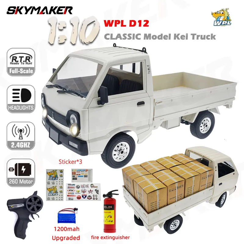 Voiture électrique WPL D12 1 10 RC, Simulation de voiture, camion d'escalade à dérive, lumière LED, camions RC sur route, jouets cadeaux pour enfants, 230906