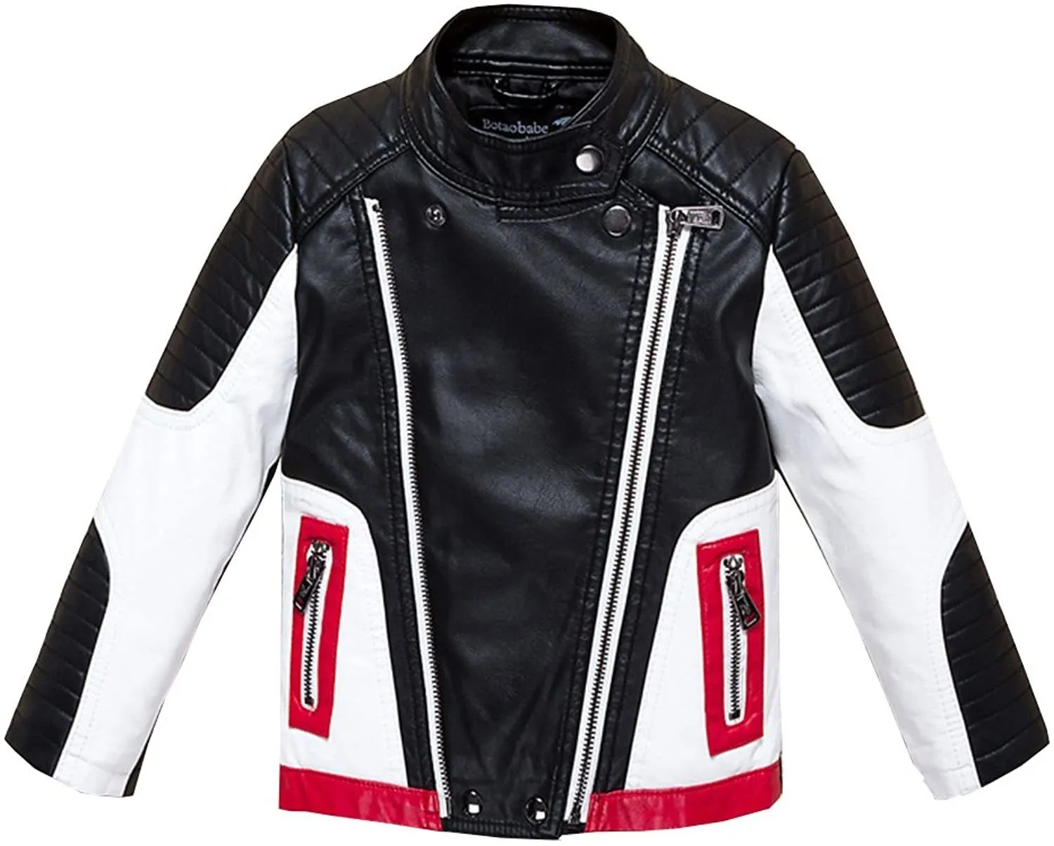 Amazon.com: Boys Leather Jacket Fashion Zip Decorate Coat