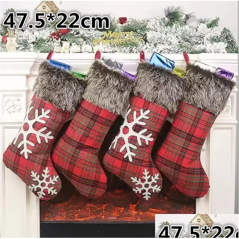 Christmas Decorations Santa Claus Gift Socks Plush Xmas Stocking With Hanging Rope Ornament Wholesale Rra36 Drop Delivery Home Garden Dht9N