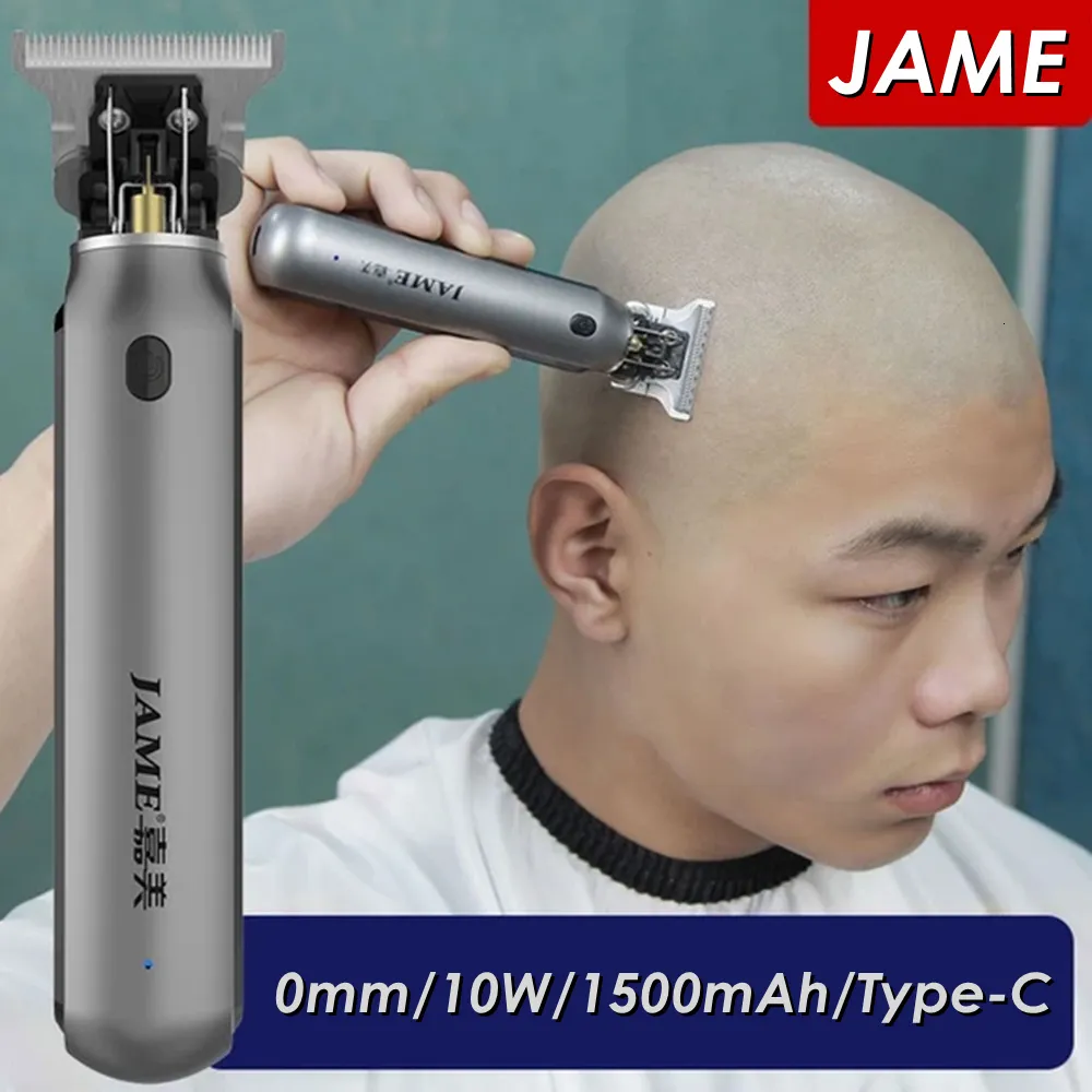 Elektryczne golenia Jame Professional Hair Clippers Men T Blade Broda Trimmer Fryzura Fryzurka Fryzurka Bezpośrednia 0 mm golarka USB 230906