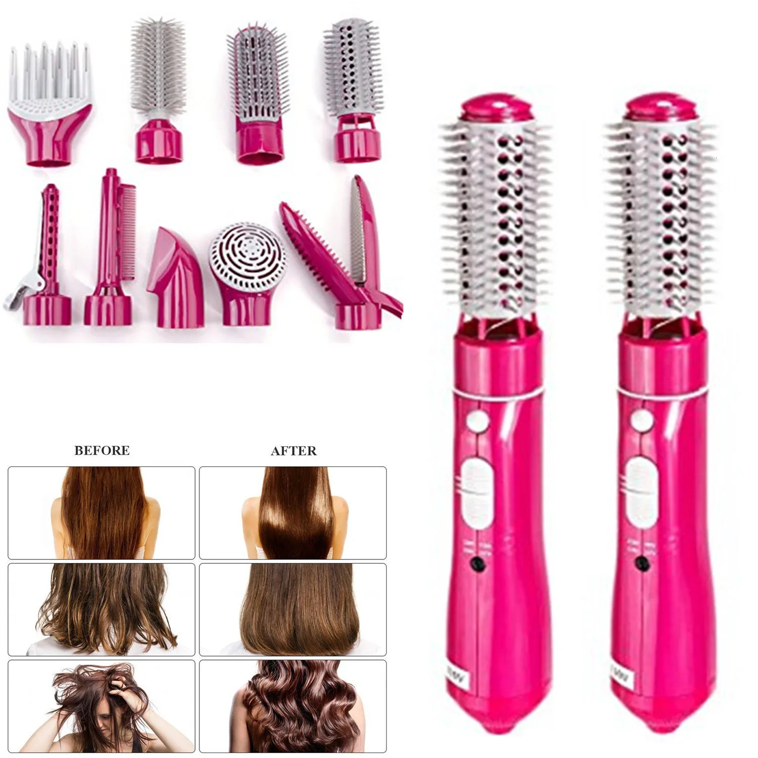 Sèche-cheveux 10 en 1 Sèche-cheveux Brosse de soufflage One Step Air Sryler Peigne Sèche-cheveux Électrique Bigoudi Fer À Friser Lissage 230906