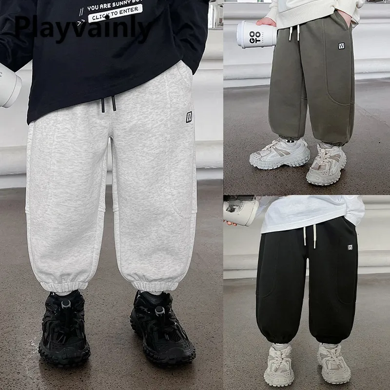 Trousers Korean Style Spring Autumn Kids Boy Loose Sweatpants Solid Elastic  Waist Jogger Pants Children Sports Casual Clothes E3004 230906