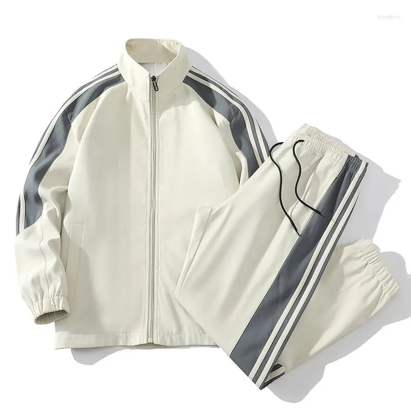 Herren-Trainingsanzüge, hochwertiges Herren-Set, Jogging-Sportanzug, Trainingsanzug, Harajuku, Frühling und Herbst, Sportbekleidung, feste Freizeitjacke, Hose, 2-teilige Kleidung