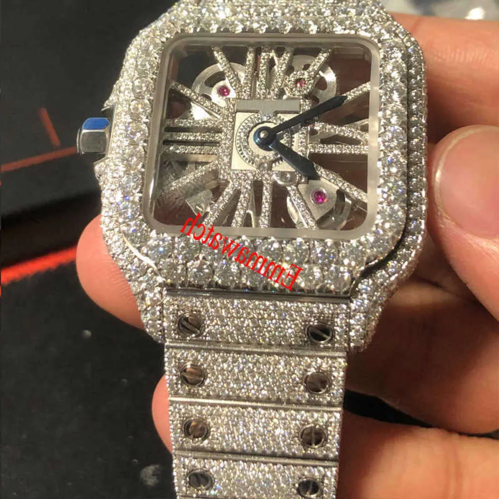 ZBBJ Armbanduhr Neue Version VVS1 Diamanten Uhr Roségold gemischt Sier Skelettuhr PASS TT Quarzwerk Top Herren Luxus Iced Out Saphir WaNBMFCXV3